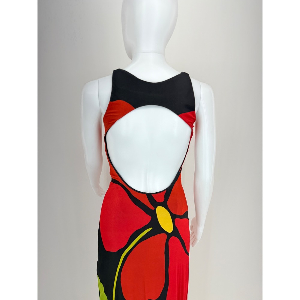 ALA de la CRUZ Camellia Maxi Dress Floral Print Red Black Green Sleeveless small - Picture 10 of 10